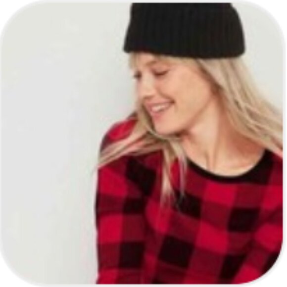 EUC ~ Old Navy Women’s Cozy Buffalo Plaid Thermal Waffle Top (Size:  Large) - Picture 6 of 7